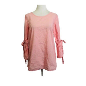 J Crew Point Sur Size S Blouse Light Pink￼ Three Quarter Sleeve Long Sleeve Top